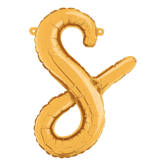 Kirjainilmapallo Script Kulta - Kirjain S