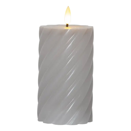 LED Pöytäkynttilä Twist Suuri Harmaa