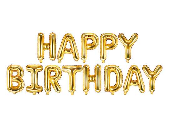 Foliopallo - Happy Birthday - Kulta