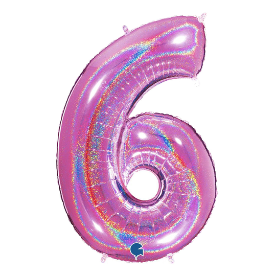 Kirjainilmapallo Kimalle Pinkki - Numero 6