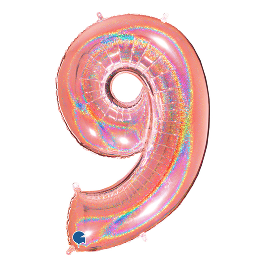 Numero Ilmapallot Glitteri Ruusukulta - Numero 9