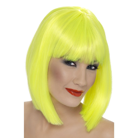 Glam Neonkeltainen Peruukki - One size