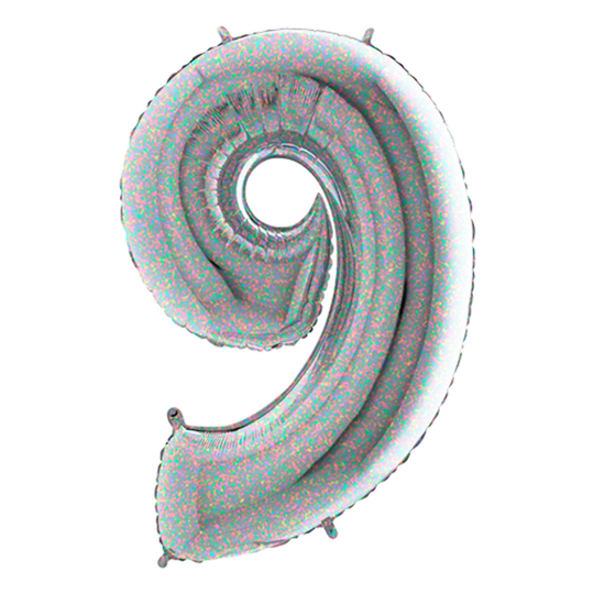 Numeroilmapallo Hopea Holografinen - Numero 9