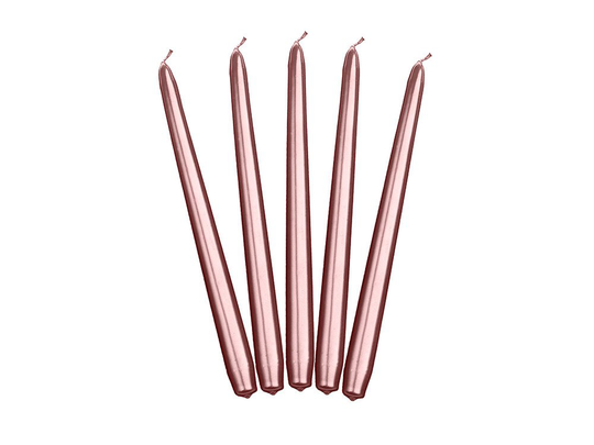Kynttilät, Ruusukultaiset Metallinhohtoiset, 24cm, 10kpl