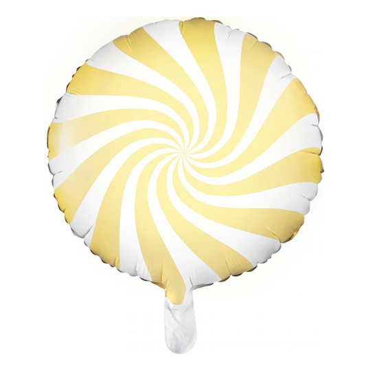 Valkoinen/Vaaleankeltainen Folioilmapallo Candy - 35 cm