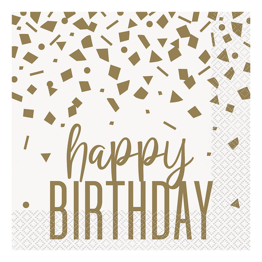 Lautasliinat Happy Birthday Kulta - 16-pakkaus