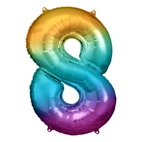 Numeroilmapallo Sateenkaari Metallic - Numero 8