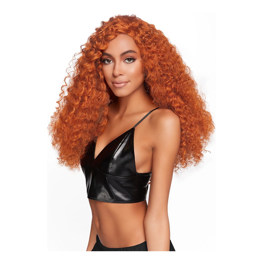 Pitkä Punainen Deluxe Peruukki - One size
