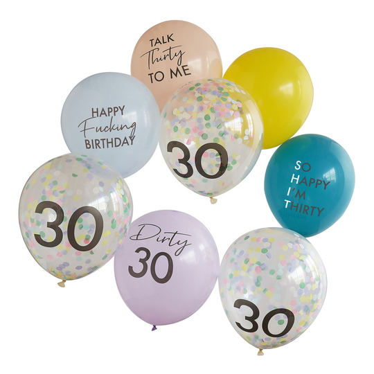 Ilmapallot Dirty Thirty - 8-pakkaus