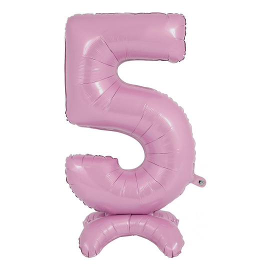Numeroilmapallo Telineellä Pastellinvaaleanpunainen - Numero 5
