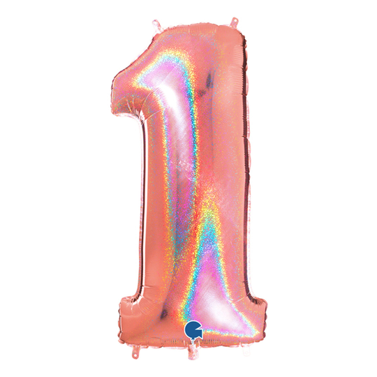 Numero Ilmapallot Glitteri Ruusukulta - Numero 1