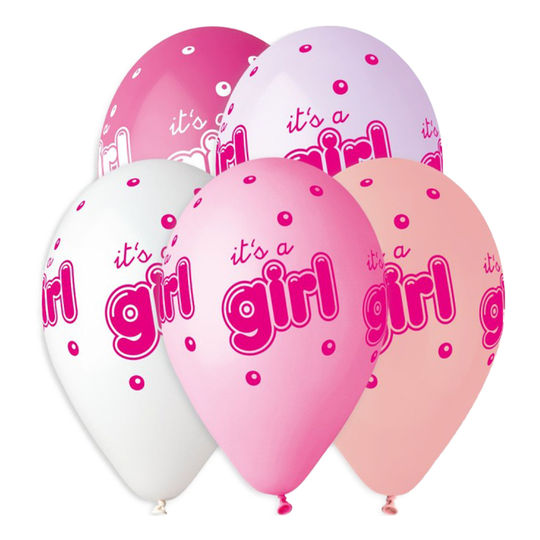 Lateksi-ilmapallot Premium It's a Girl - 5-pakkaus