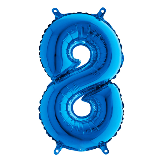 Numeroilmapallo Mini Sininen Metallic - Numero 8