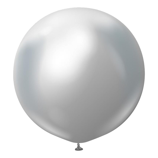 Lateksi-ilmapallot Professional Supersuuret Silver Chrome - 2-pakkaus