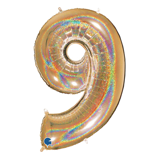 Numeroilmapallo Glitter Kulta - Numero 9