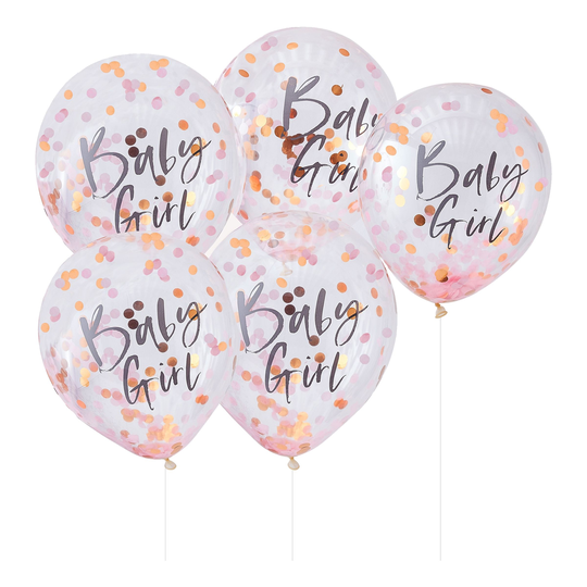 Konfetti-ilmapallot Baby Shower Baby Girl - 5-pakkaus