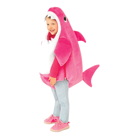 Baby Shark Vaaleanpunainen Lasten Naamiaisasu - Small