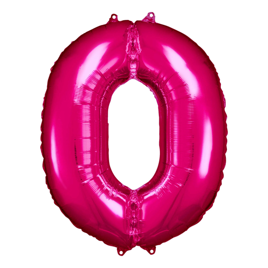 Numeroilmapallo Vaaleanpunainen Metallic - Numero 0