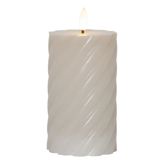 LED Pöytäkynttilä Twist Suuri Beige