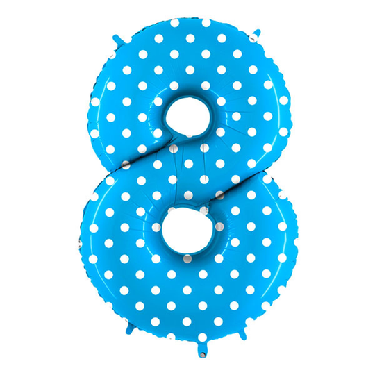 Numeroilmapallo Sininen Pilkullinen - Numero 8