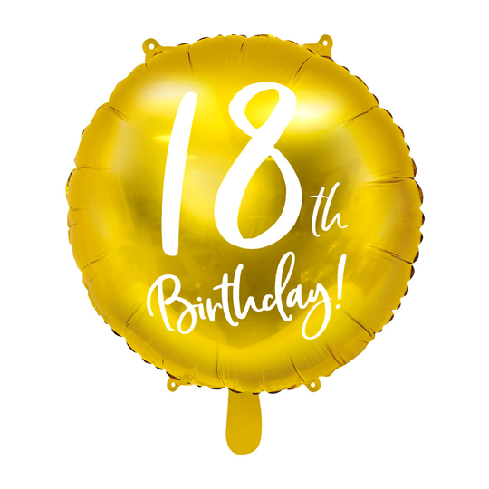 Foliopallo, 18th Birthday!, Kulta, 45cm