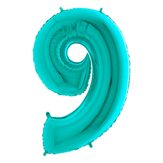 Numeroilmapallo Turkoosi Metallic - Numero 9