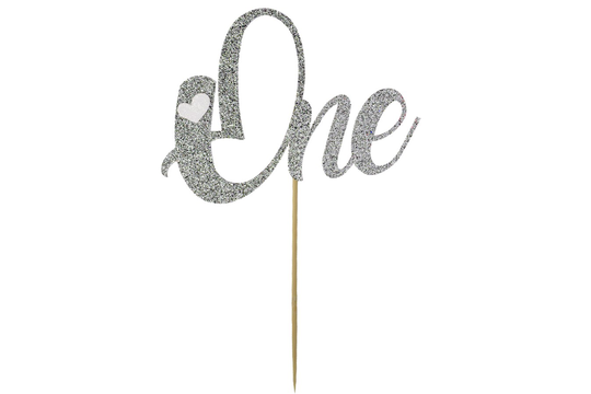 Kakkukoriste - One, Hopea-glitteri