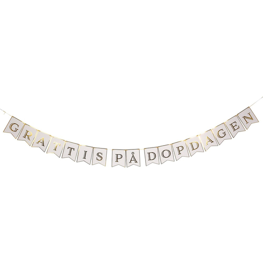 Viirinauha Grattis på Dopdagen Valkoinen/Kulta - 3,5 m