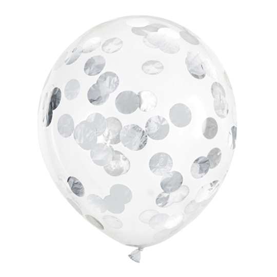 Konfetti-ilmapallot Hopea Metallic - 6-pakkaus