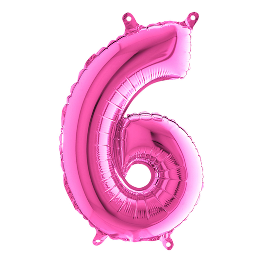 Numeroilmapallo Mini pinkki metallinen - Numero 6