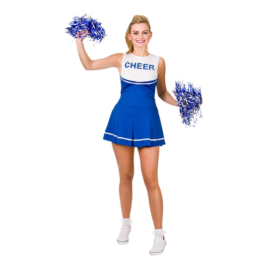 Cheerleader Sini/Valkoinen Naamiaisasu - Large