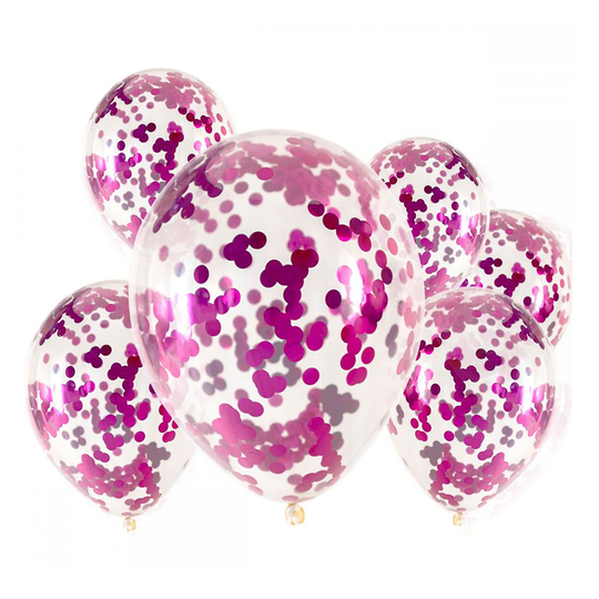 Konfetti-ilmapallot Magenta - 6-pakkaus