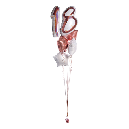 Ilmapallokimppu Marble Shape Birthday 18 Ruusukulta