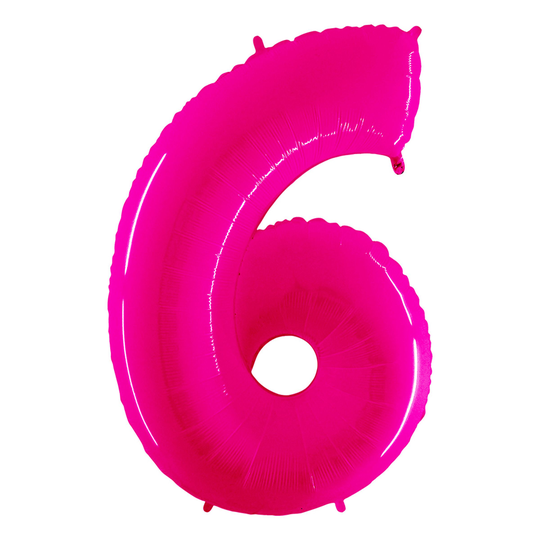 Numeroilmapallo Neon Pinkki - Numero 6