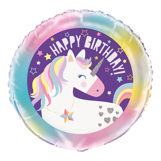 Folioilmapallo Yksisarvinen Happy Birthday Violetti - Kappaleittain