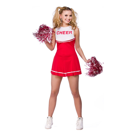 Cheerleader Punainen/Valkoinen Naamiaisasu - Medium