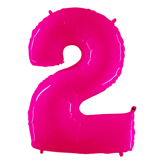 Numeroilmapallo Neon Pinkki - Numero 2