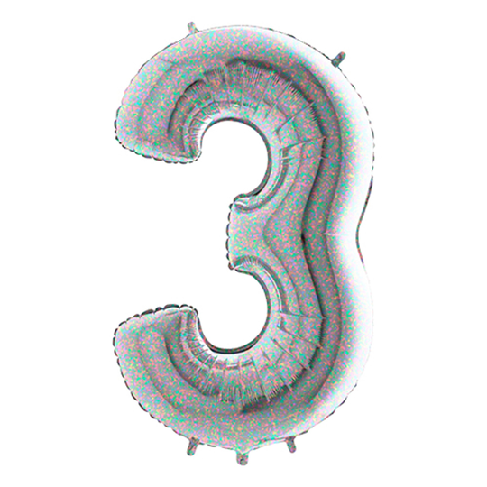 Numeroilmapallo Hopea Holografinen - Numero 3