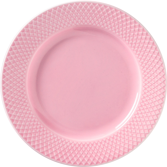 Lyngby Porcelæn Rhombe-aamiaislautanen, 21cm, roosa