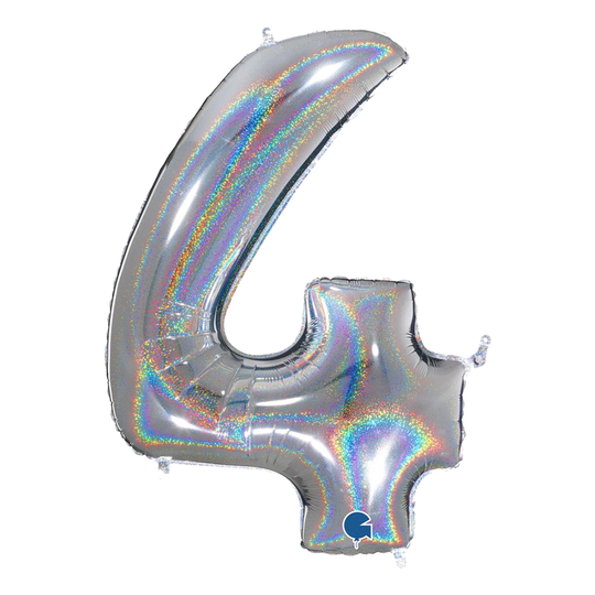 Numeroilmapallo Glitter Hopea - Numero 4