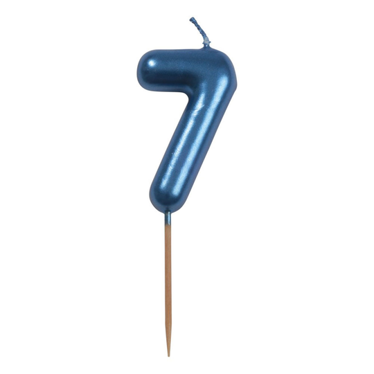 Sininen Kakkukynttilä Numero - Numero 7