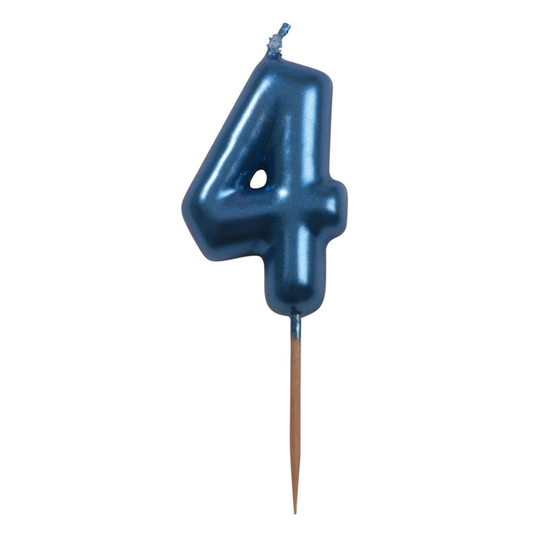 Sininen Kakkukynttilä Numero - Numero 4