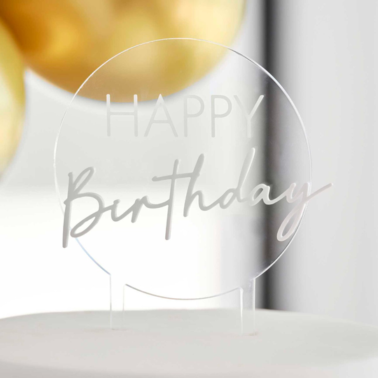 Kakkukoriste - Akryylinen - Happy birthday