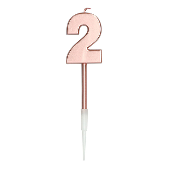 Kakkukynttilä Ruusukulta Metallic - Numero 2