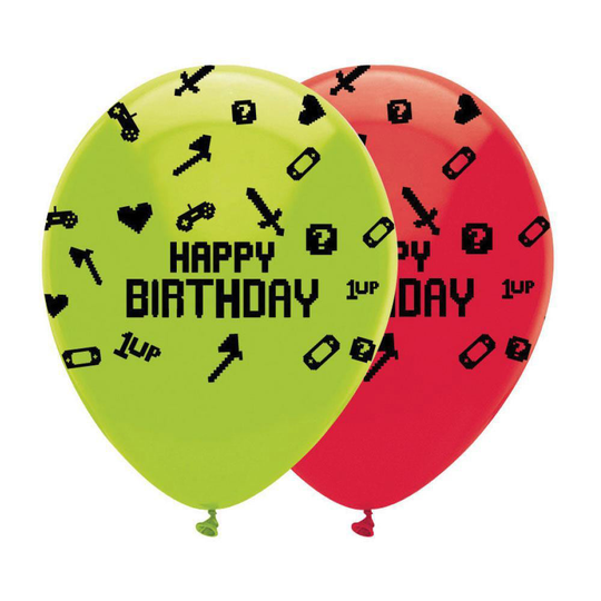 Peli-aiheiset Ilmapallot, Happy Birthday, 6kpl