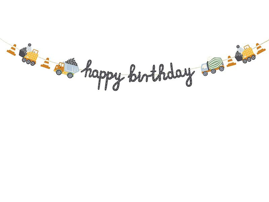 Banneri - Työkoneet, Happy Birthday, 2m