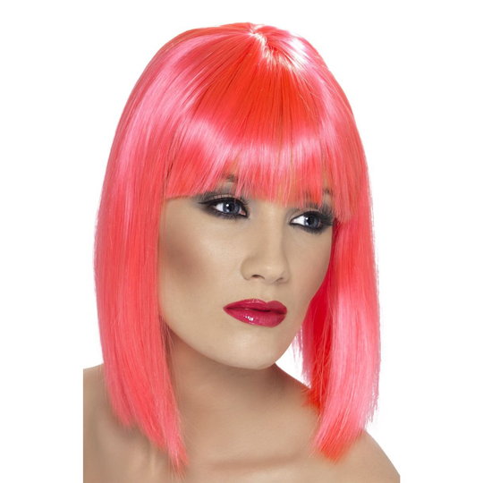 Glam Neonpinkki Peruukki - One size