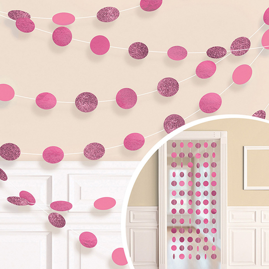 Viirinauhat Ympyrä Pinkki Kimalle - 6-pakkaus
