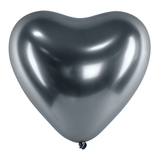 Sydänilmapallot Kromi Space Grey - 10-pakkaus