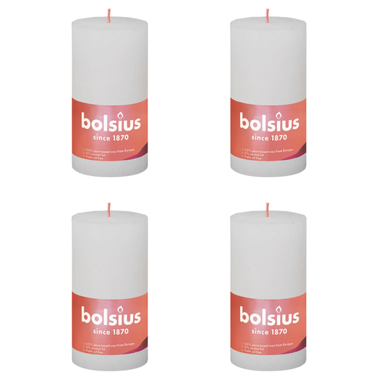 Bolsius Pilarikynttilät Shine 4 kpl 130x68 mm pilvenvalkoinen